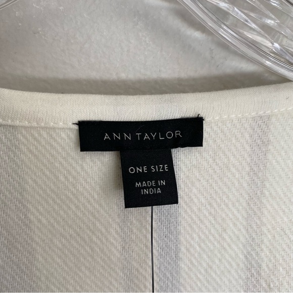 Ann Taylor Cotton Wrap Shawl Neutral Stripes NEW - Picture 8 of 9